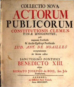 Collectio nova actorum publicos constitutionis elementinae unigenitus