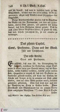 Das zehente Capitel: Ceres, Proserpina, Diana und der Mond, Isis und Telesphorus