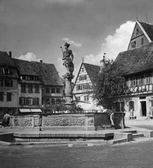 Marktbrunnen (Graf-Albrecht-Brunnen) : Marktbrunnen (Graf-Albrecht-Brunnen). Stein (1554). Öhringen, Marktplatz