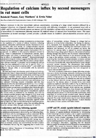 Regulation of calcium influx by second messengers in rat mast cells