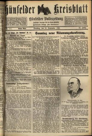 Erste Ausgabe vom Samstag, den 15. September 1928.