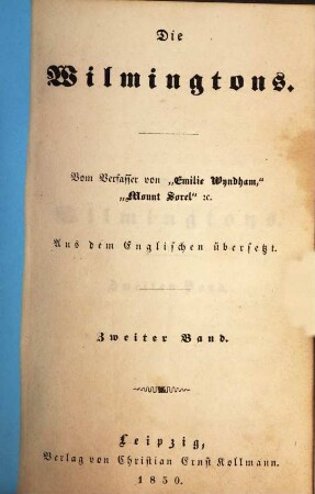 Die Wilmingtons : aus dem Englischen übersetzt, 2