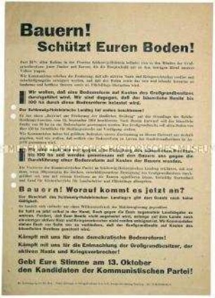 Propagandaflugblatt KPD Schleswig-Holstein mit Ausrichtung auf die Bauern