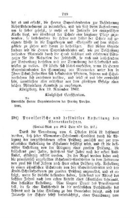 Provisorische und definitive Anstellung der Elementarlehrer : [II. Gymnasien und Realschulen]