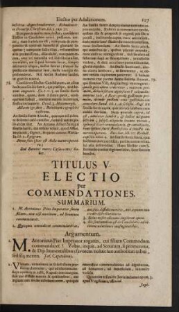 Titulus V. Electio per Commendationes