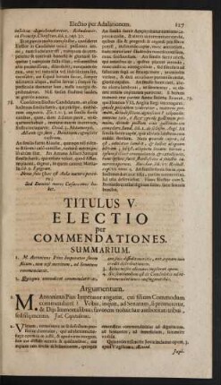 Titulus V. Electio per Commendationes