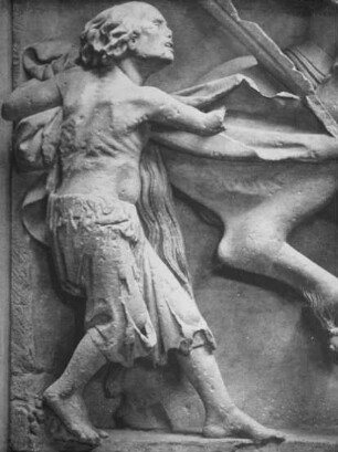 Bassenheim (Koblenz), St. Martin, Hl. Martin zu Pferde, Detail: der Bettler, vermutlich vom Lettner im Mainzer Dom. Naumburger Meister