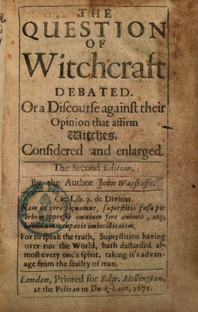 The question of witchcraft debated
