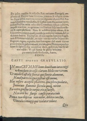Casti Erōtos Gratulatio.
