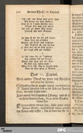 Das 17. Capitel. Noch andere Werck der Liebe deß Nechsten und zwar der Feinden.