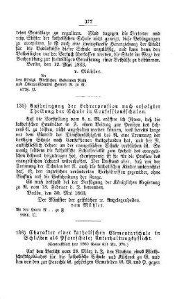 Aufbringung der Lehrerpension nach erfolgter Theilung der Schule in Confessionsschulen : [IV. Elementarschulwesen]