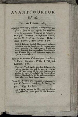 No. 16. Den 16. Februar 1789. - No. 20. Den 1. Mærz 1789.