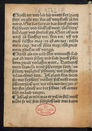 Zucht eer vnd lob dir wonet bey/ gantz || frey/
