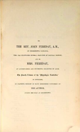 Phycologia Australica; or, a history of Australian seaweeds : comprising coloured figures and descriptions of the more characteristic marine algae of New South Wales, Victoria, Tasmania, South Australia and Western Australia, and a synopsis of all known Australian algae, 4