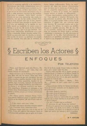 Escriben los actores : Enfoques por Telefoto