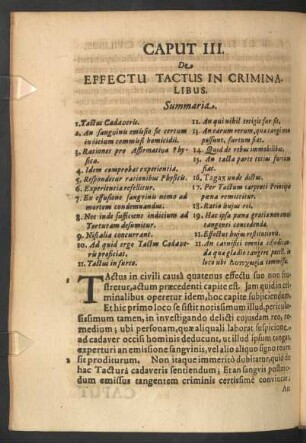 Caput III. De Effectu Tactus In Criminalibus.