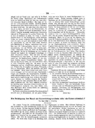 Die Bestätigung der Hand als Unterrichtsgrundsatz oder als Unterrichtsfach? : (Fortsetzung)