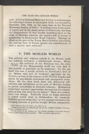 V. The Moslem world