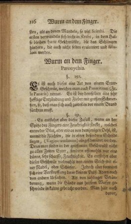 Wurm an dem Finger. Paronychia. - Die Rose. §. 150. - §. 178.