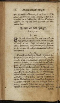 Wurm an dem Finger. Paronychia. - Die Rose. §. 150. - §. 178.