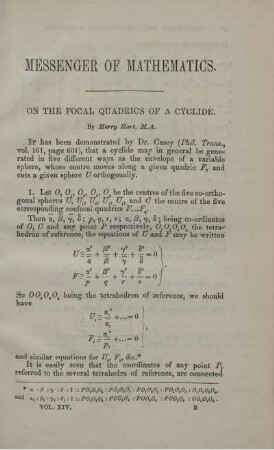 On the focal quadrics of a cyclide.