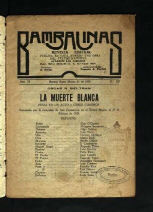 La muerte blanca : pieza en un acto y cinco cuadros