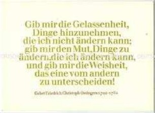 Postkarte mit christlichem Gebet