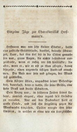 Einzelne Züge zur Charakteristik Hoffmann's