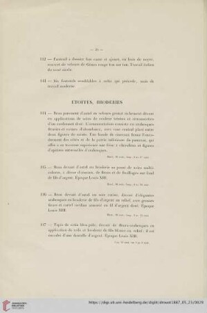 Étoffes, Broderies (Nr. 114 - 132)