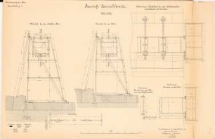 Kanalisierung der Oder Schleuse, Januschkowitz: Staustufe, Wehrböcke: Schnitte 1:20