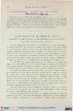 3: La vie d'artiste ou de bohème en Égypte : (fragment d'un poème satyrique en vers démotiques de l'époque romaine); (lecture faite à l'académie des inscriptions en août 1883)