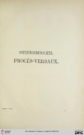 Sitzungsberichte / Procès-Verbaux