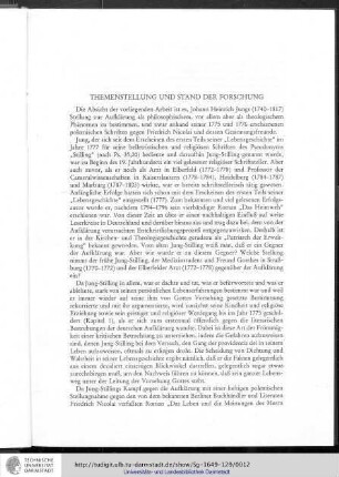 Themenstellung und Stand der Forschung