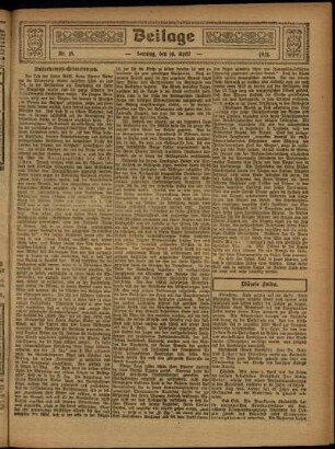 Zweite Ausgabe vom Sonntag, den 10. April 1921.