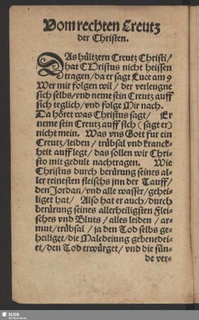 Vom rechten Creutz der Christen