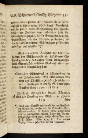 531, Chr. Fr. Schnurrer. Slavischer Bücherdruck.