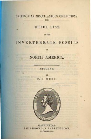 Check list of the invertebrate fossils of North America : miocene