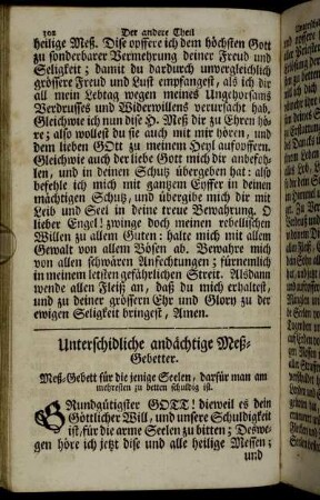 Unterschidliche andächtige Meß-Gebetter.