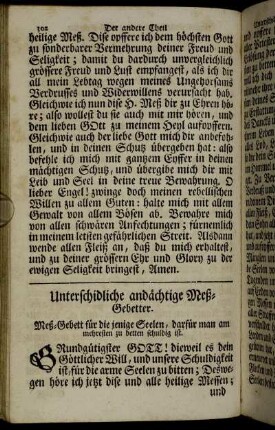 Unterschidliche andächtige Meß-Gebetter.