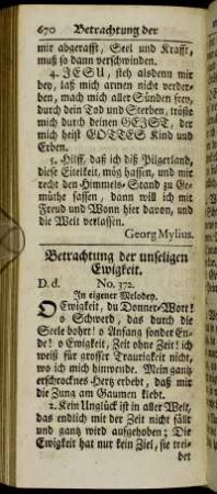 Betrachtung der unseligen Ewigkeit.