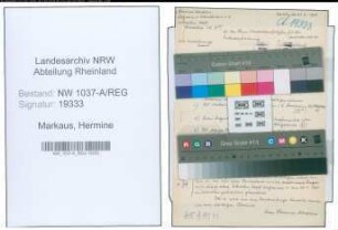 Entnazifizierung Hermine Markaus , geb. 18.02.1890 (Schulleiterin)