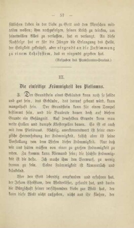 III. Die einseitige Frömmigkeit des Pietismus