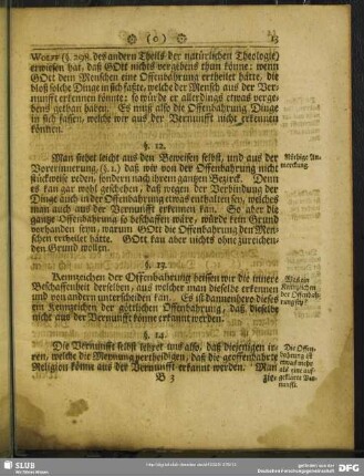 §. 13. Was ein Kennzeichen der Offenbahrung sey?