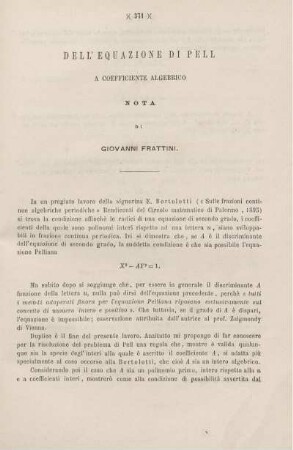 Dell'equazione di Pell a coeficiente algebrico.