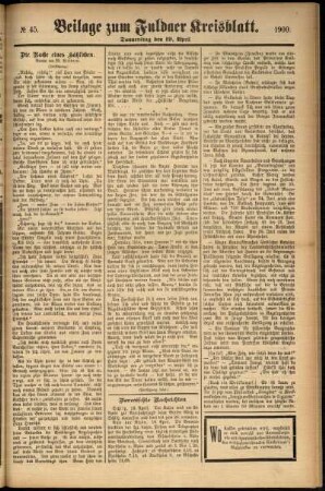 Zweite Ausgabe vom Donnerstag, den 19. April 1900.