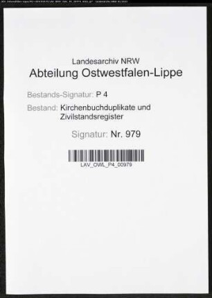 Zivilstandsregister der Stadt Hagen (T 1811). (Gemeinde: Hagen, Stadt)