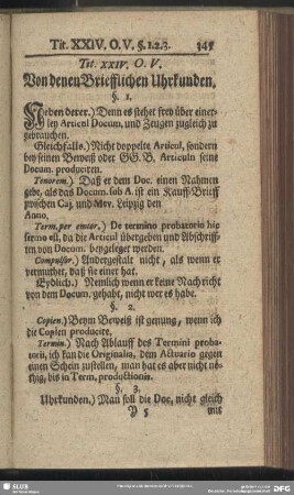 Tit. XXIV. O. V. Von denen Briefflichen Uhrkunden