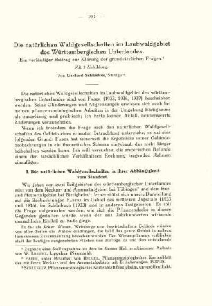 Die natürlichen Waldgesellschaften im Laubwaldgebiet des Württembergischen Unterlandes