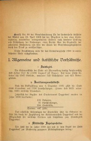 Verwaltungsbericht. 1888