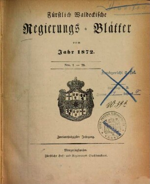 Fürstlich-Waldeckisches Regierungsblatt, 62. 1872